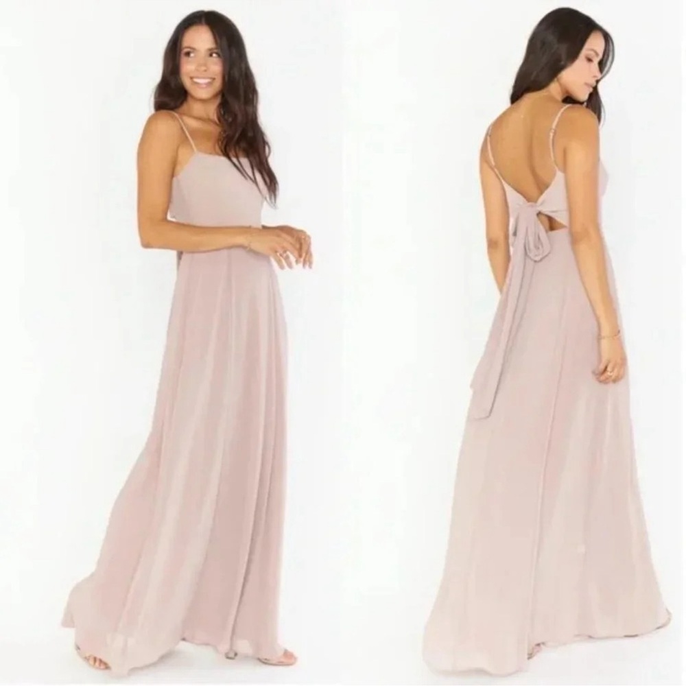 - Show Me Your Mumu Lauren Back Tie Maxi Dress Chiffon Bridesmaid Formal Floor